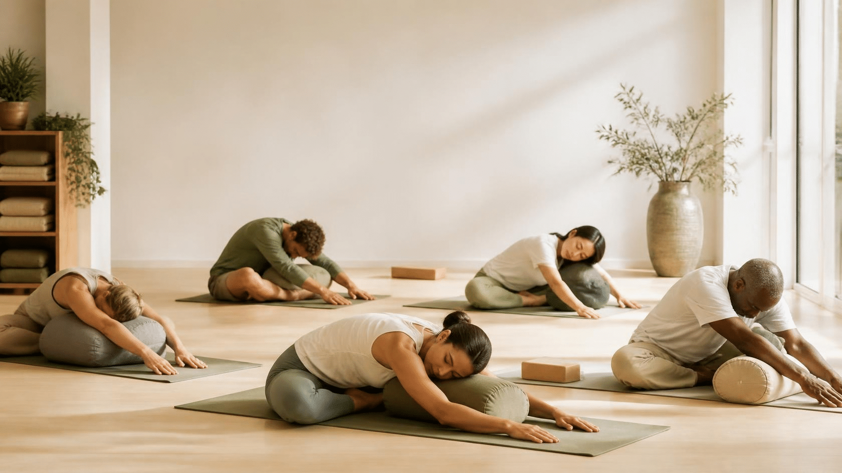 People at a yoga lesson